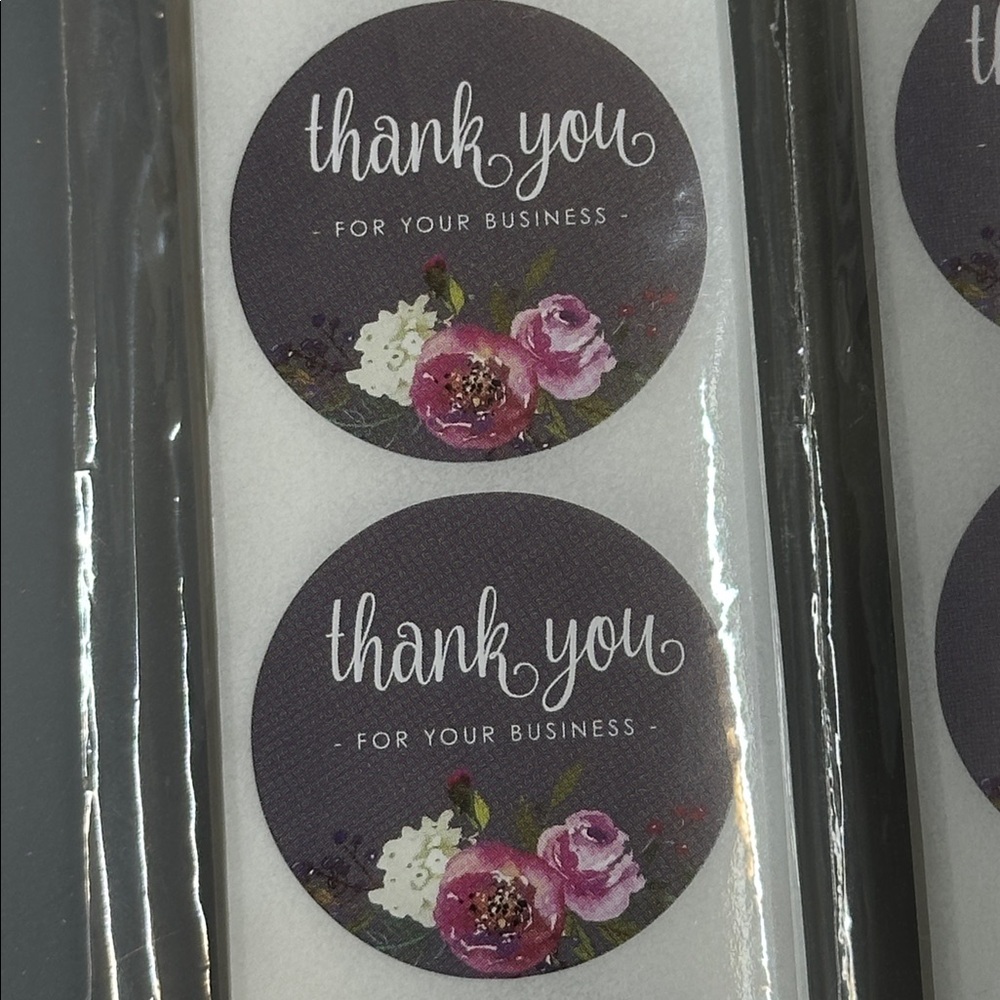 300 1 Inch Floral Thank You Stickers for Business - Picture 3 of 4